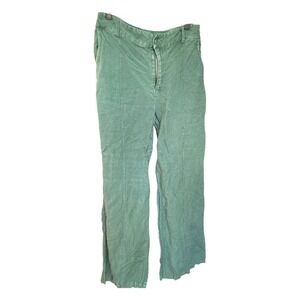 YFB Young Fabulous & Broke Green Linen Blend Straight‎ Leg Pants L